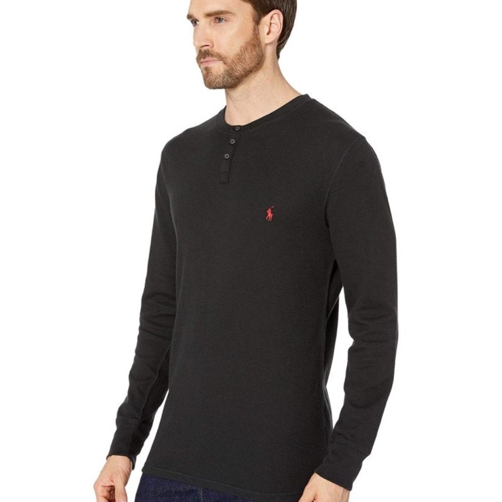 🆕 Ralph Lauren Polo 3 button down Waffle Weave Henley, Large